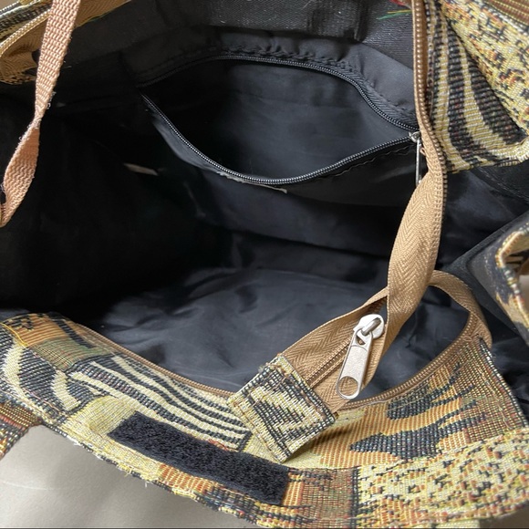 Vintage African Safari Themed Tapestry Tote Bag Purse Benjamin Jordan - Picture 6 of 7